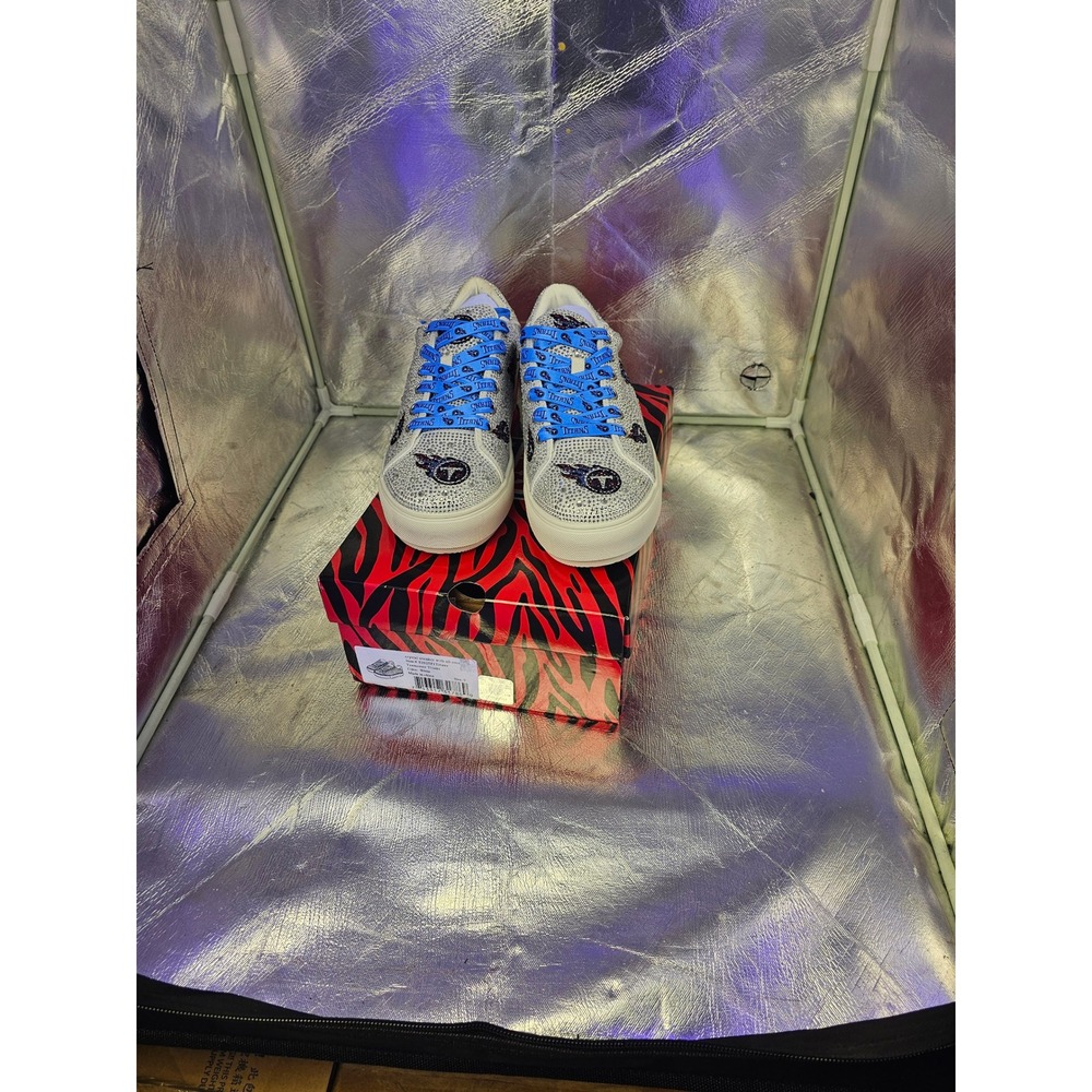 Tennessee Titans Rhinestone Platform Sneakers NFL Team Logo Blue Laces Size 9